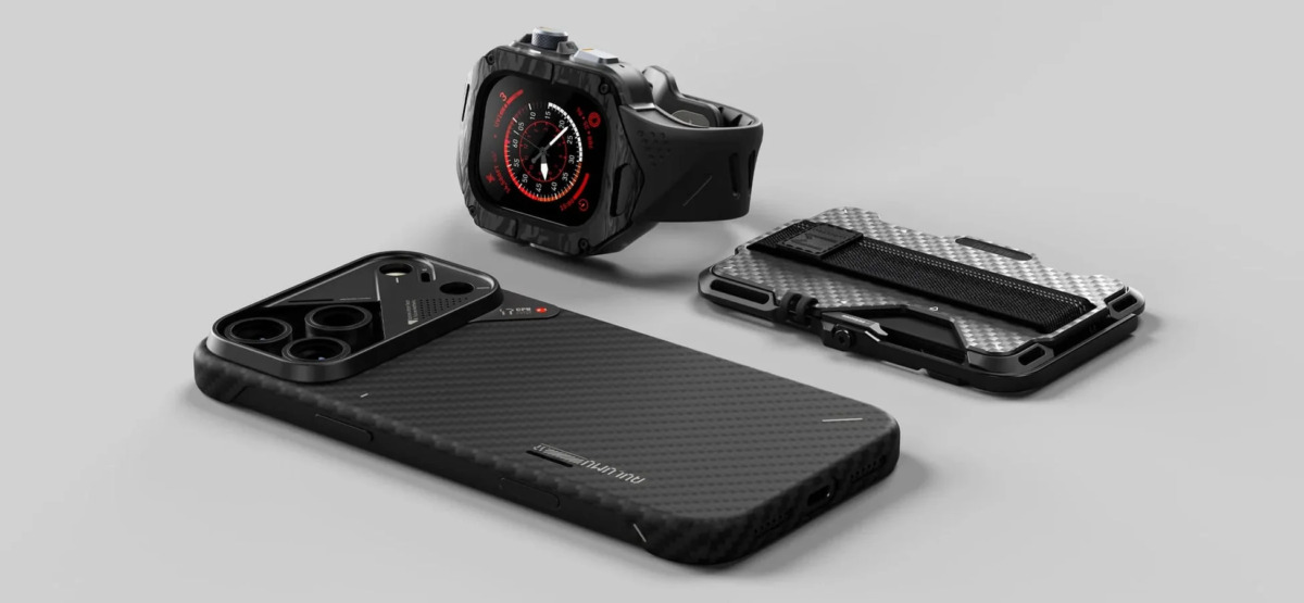 AULUMU products including a smartphone case, smartwatch, and wallet