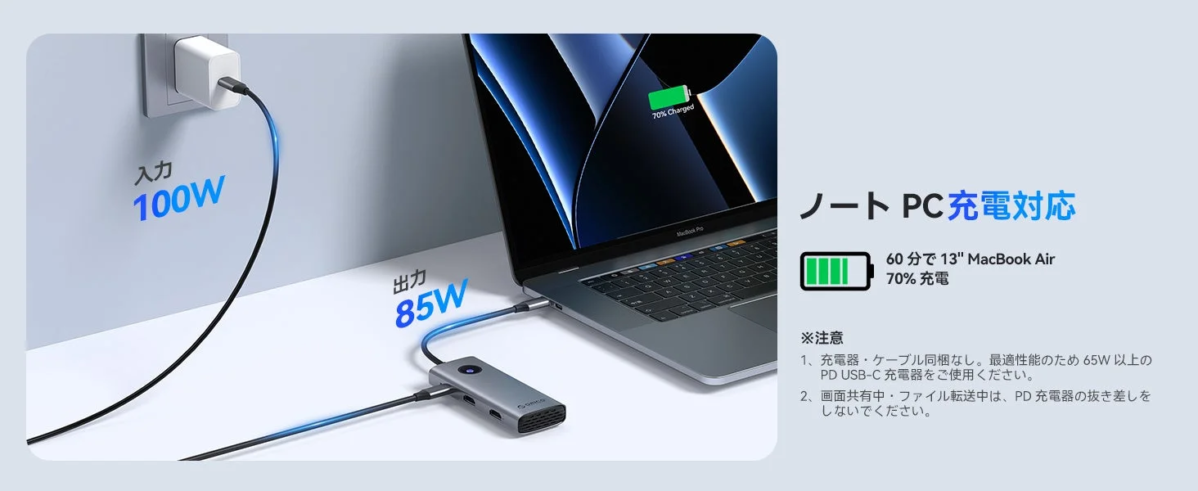 Image showing 100W PD charging capability