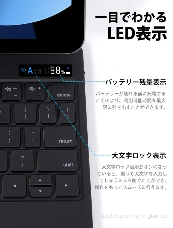 Keyboard with LED battery display