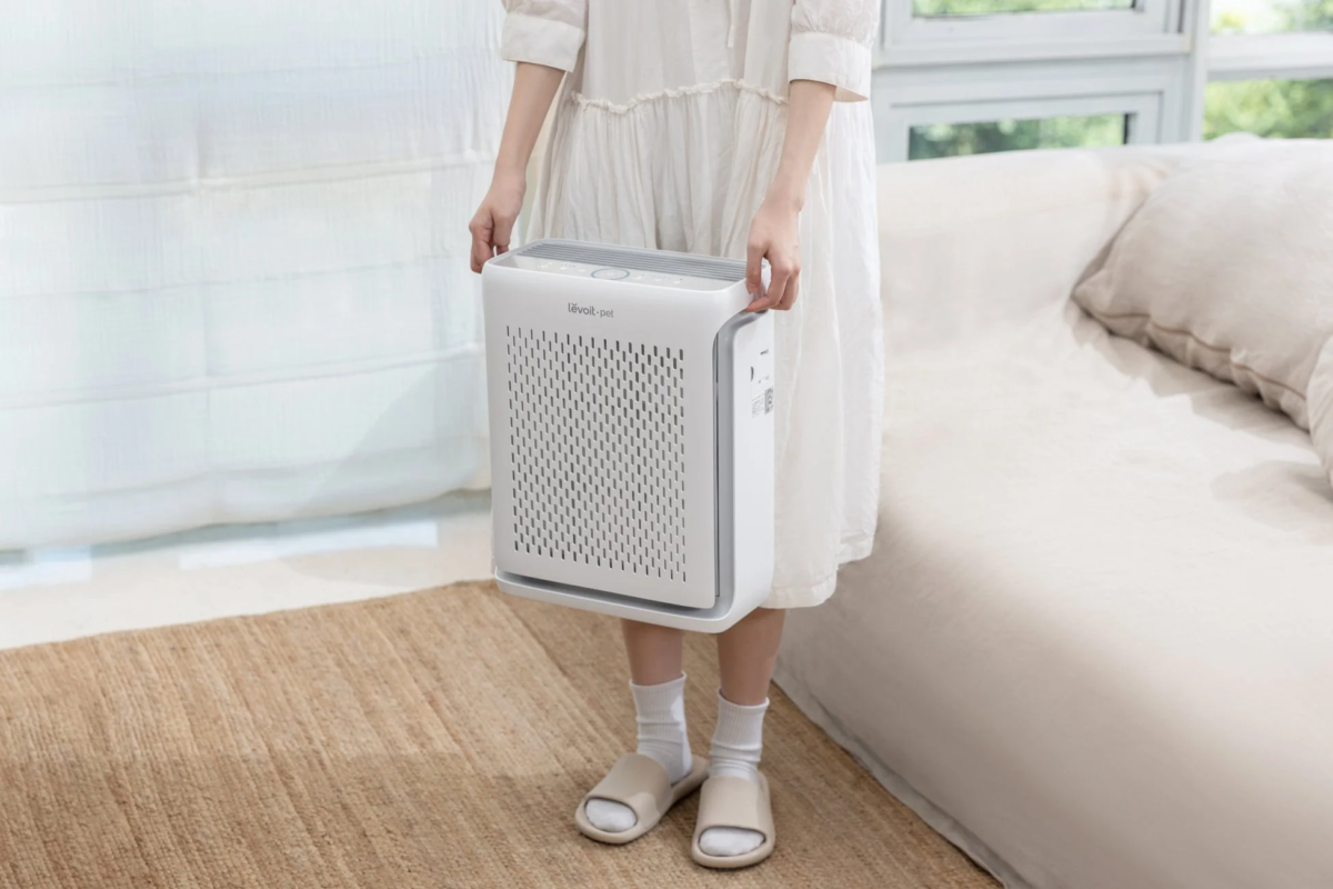 Woman Carrying Air Purifier