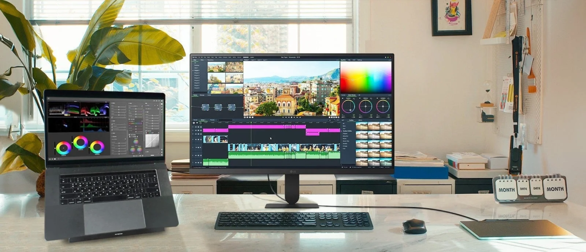 Monitor displaying creative work