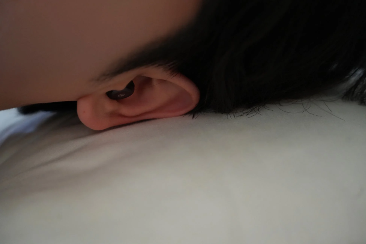 A close-up of the VK-ASPEN earphone, emphasizing its compact and ergonomic design.