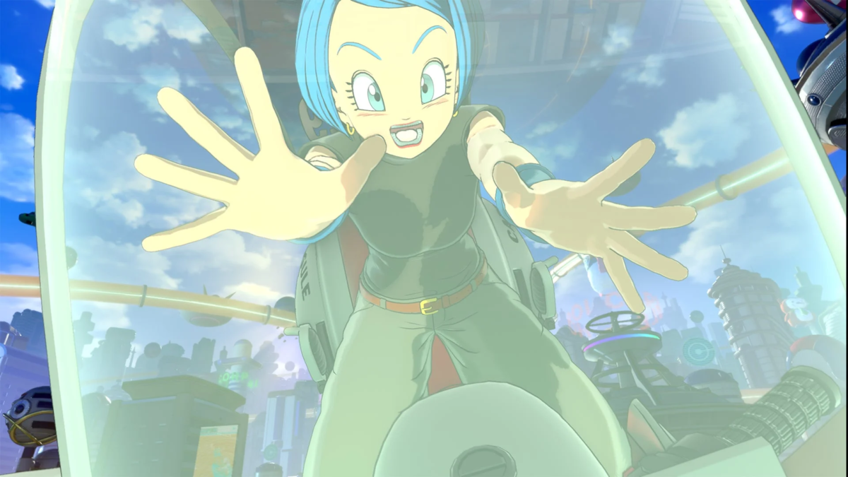 Bulma in a futuristic vehicle