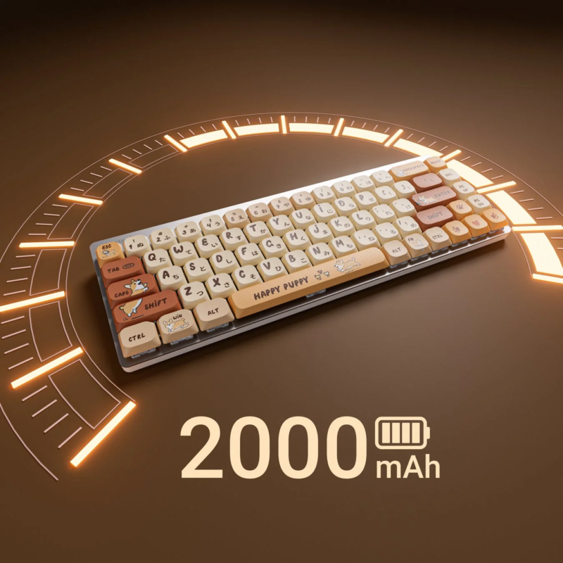 Keyboard showing 2000 mAh battery capacity