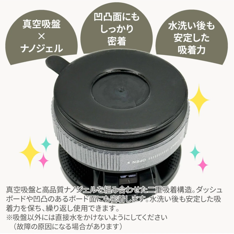 Nano-gel x vacuum suction for strong adhesion