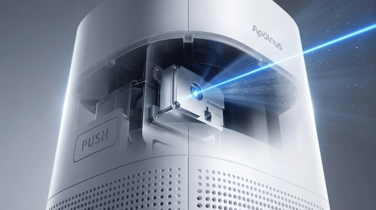 Air purifier with blue light indicating sensor