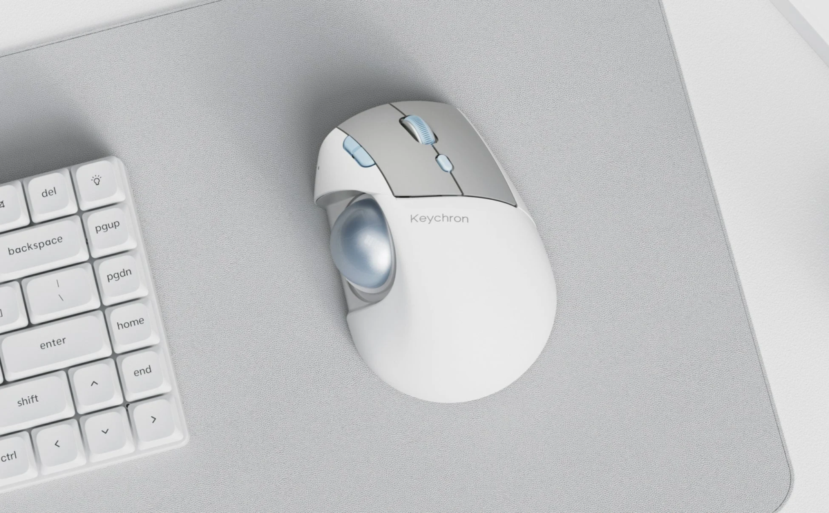 Keychron T1 HE trackball mouse with keyboard