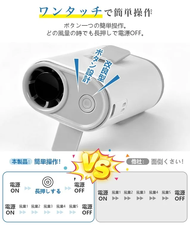 One-Touch Easy Operation Portable Fan