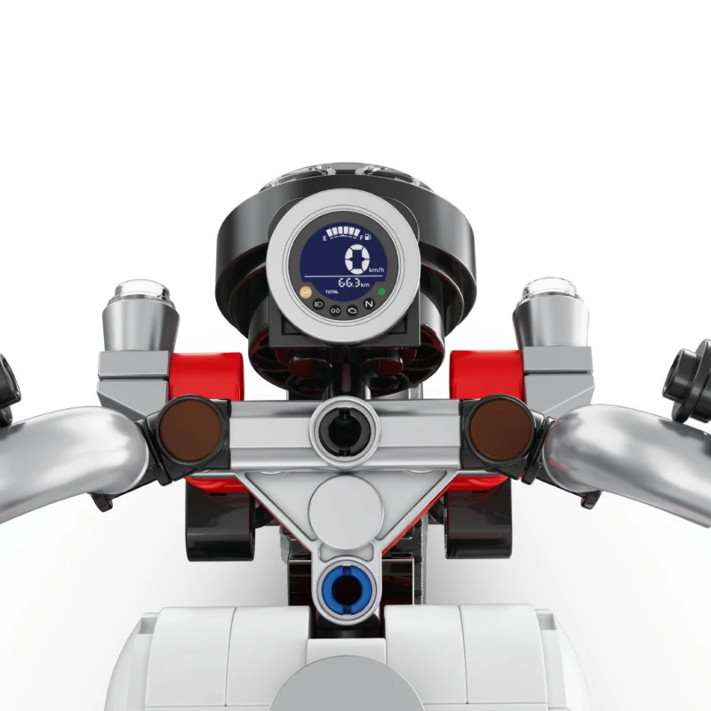 Motorcycle dashboard close-up, model-like texture