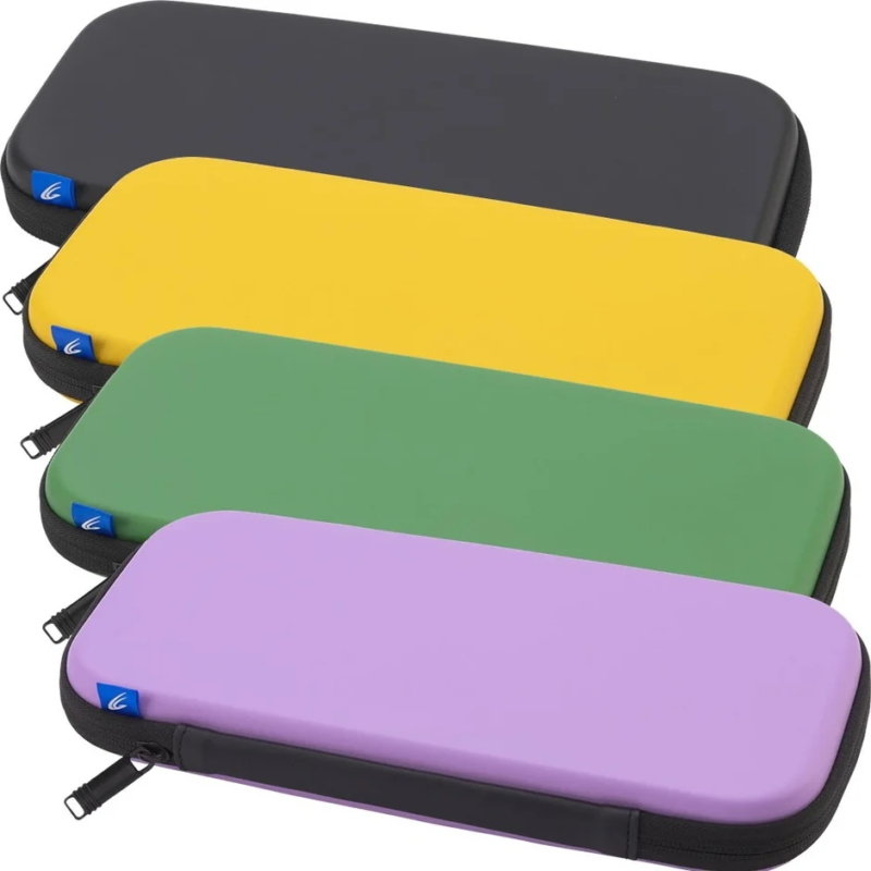 Stack of colorful gadget cases