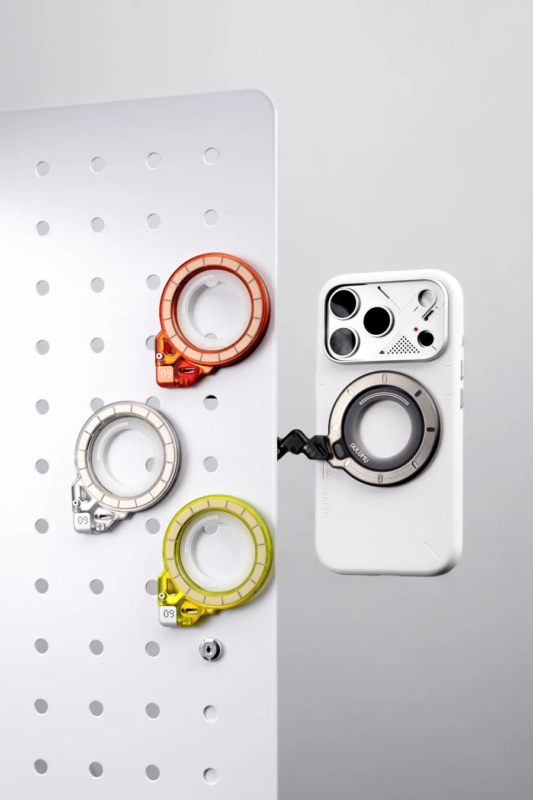 Smartphone rings on pegboard