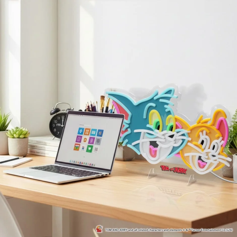 Tom and Jerry Neon Light on desk