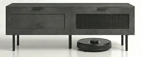 Dark Gray Sideboard with Robot Vacuum Cleaner