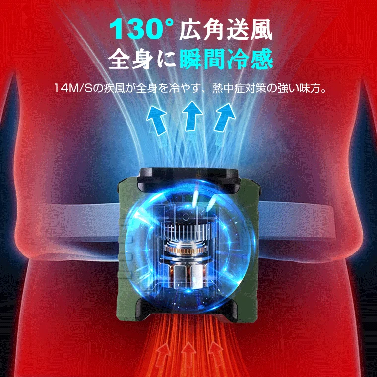 130° wide-angle airflow, instant cooling