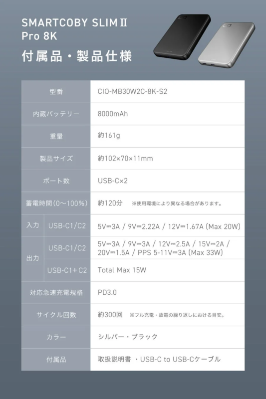 SMARTCOBY SLIMⅡ Pro8K detailed specifications