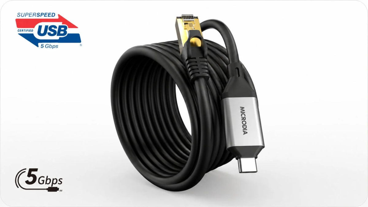 MICRODIA USB-C to Gigabit Ethernet Cable
