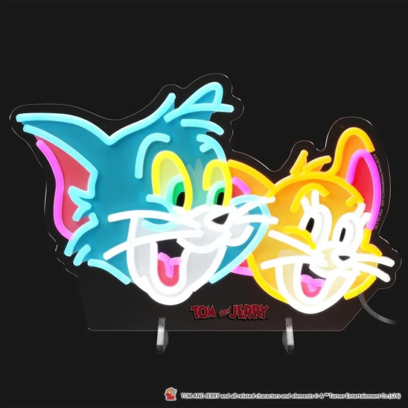 Close-up of Tom and Jerry Neon Light glowing