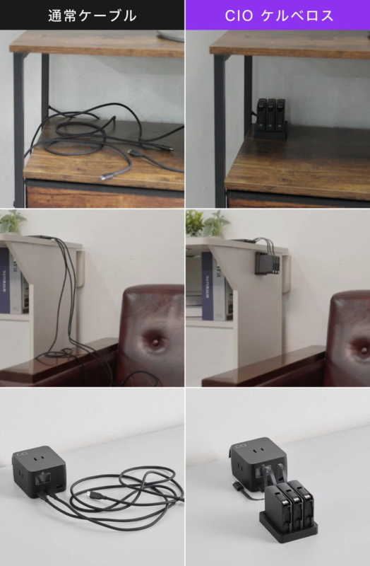 Cable management before and after with CIO Cerberus