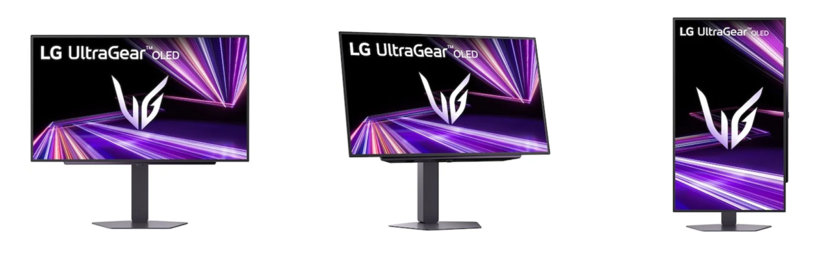 LG UltraGear OLED Gaming Monitor in various orientations