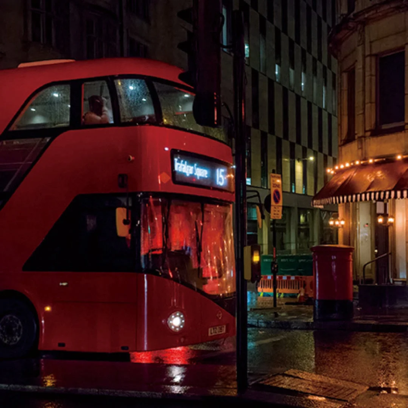 London bus at night