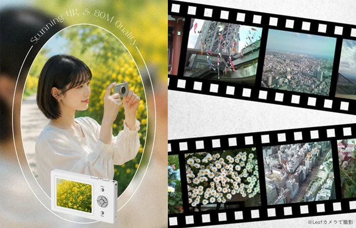 Woman shooting yellow flowers with Leaf Camera