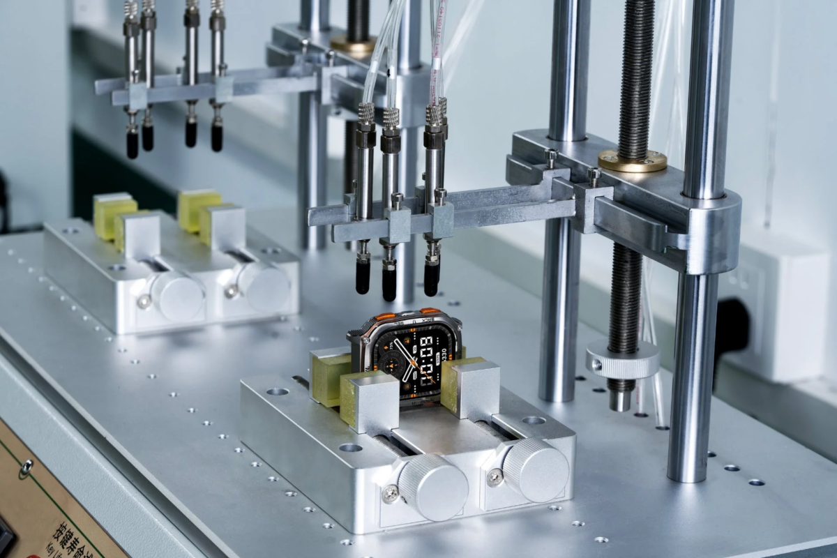 Smartwatch undergoing button life testing
