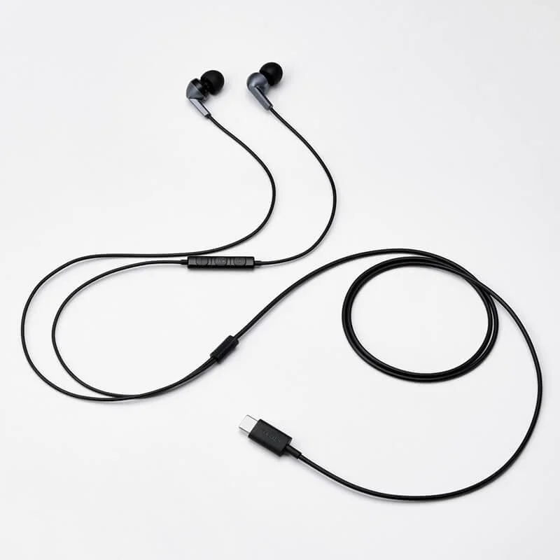 Black canal type earphone