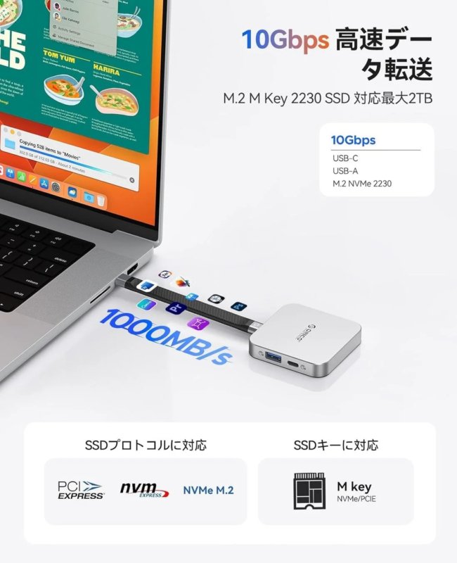 10Gbps high-speed data transfer and 4K output