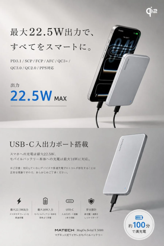 MATECH MagOn Solid X 5000 USB-C Charging
