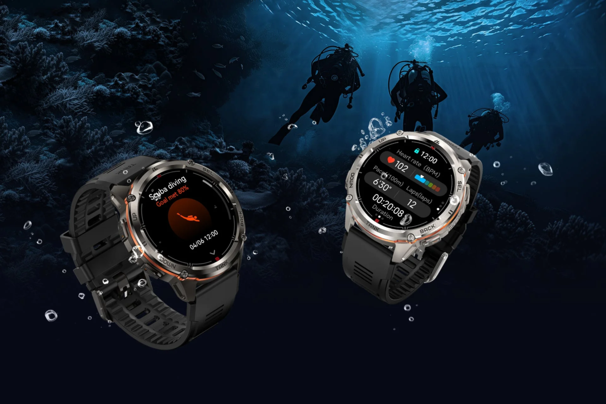 Smartwatch displaying diving data