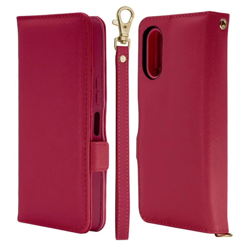 Magenta Saffiano-style wallet case