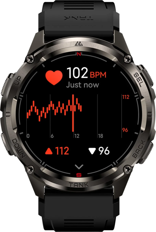 Smartwatch displaying heart rate data
