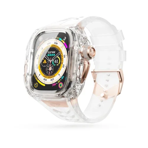 Clear Apple Watch case with rose gold accents