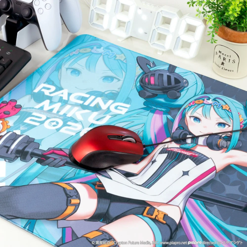 Racing Miku 2026 Ver. Gaming Mouse Pad on Desk