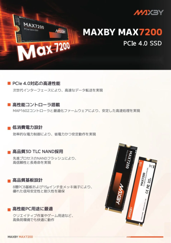 MAXBY MAX7200 PCIe 4.0 SSD Features