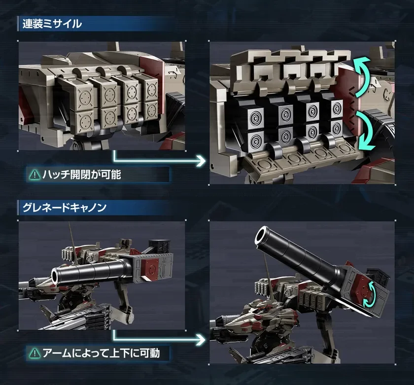 Multi-Missile Launcher with open hatch and Grenade Cannon