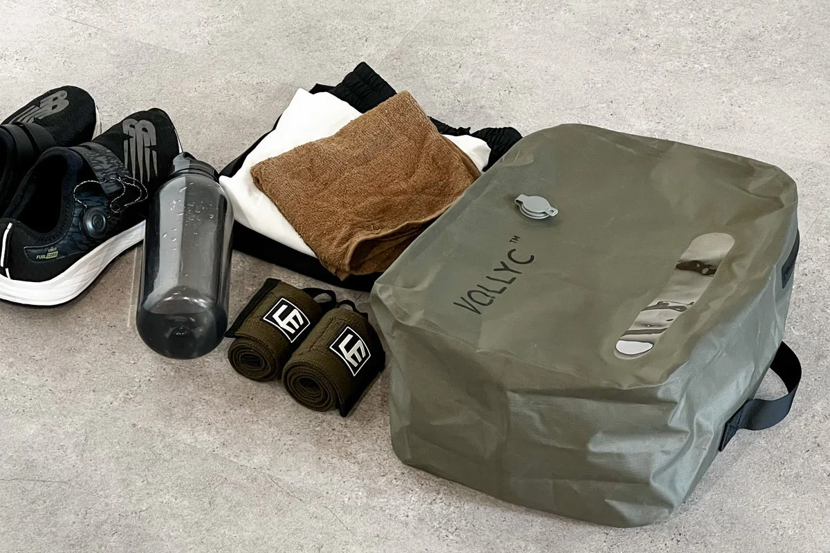Fitness items with EZY Compression Bag
