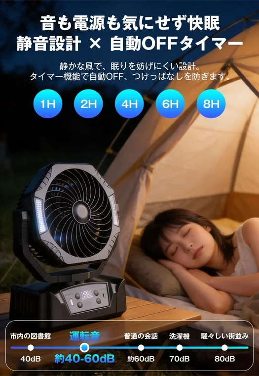Quiet sleep with fan and timer