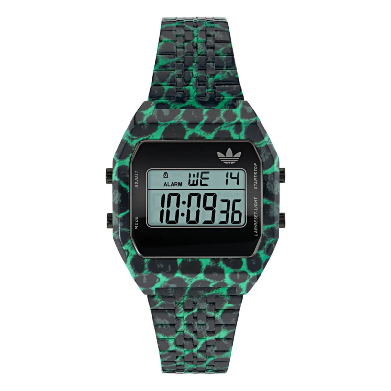 Green leopard pattern adidas Digital Two watch face