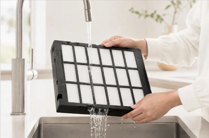 Person washing the Apolnus One X filter