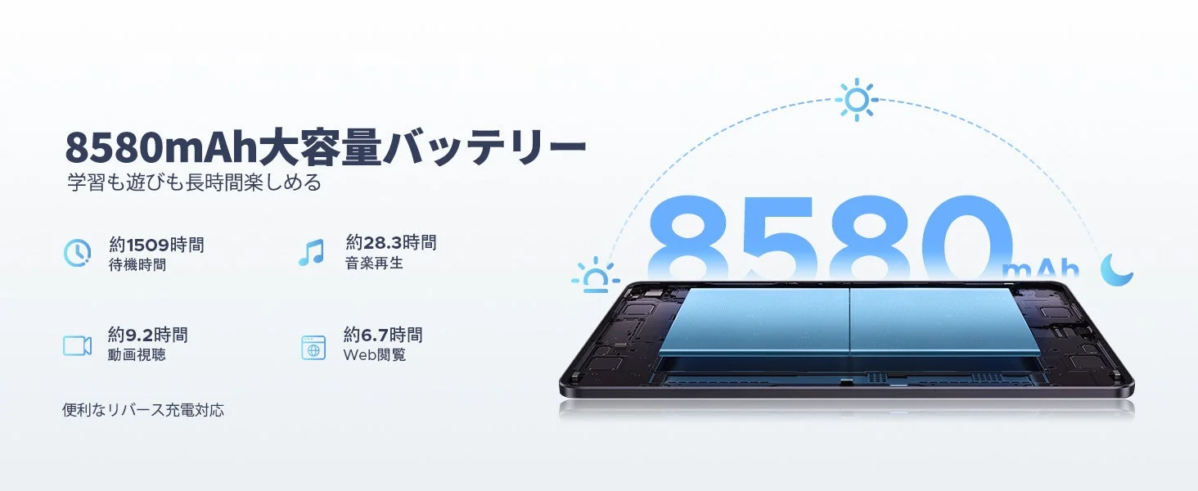 8580mAh large capacity battery with usage times