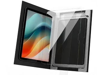 Image showing a screen protector being applied to a tablet.