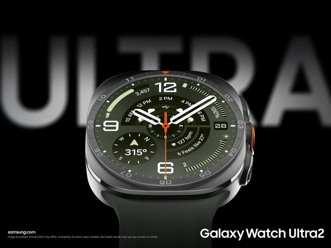 Galaxy Watch Ultra2 displaying time and metrics