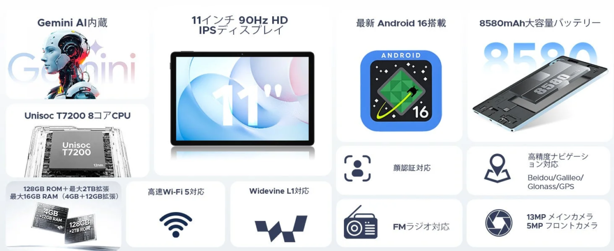 Android 16 tablet with Gemini AI and specifications