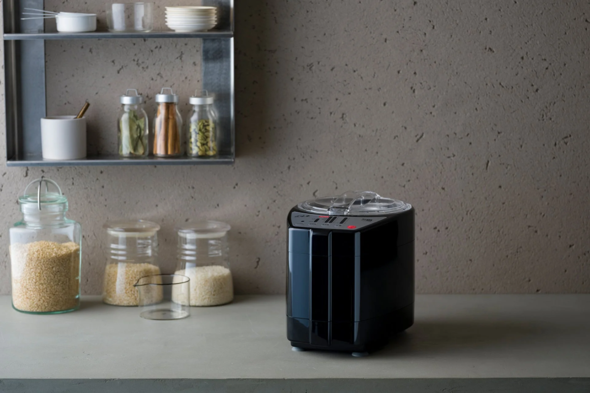 Modern kitchen with black appliance