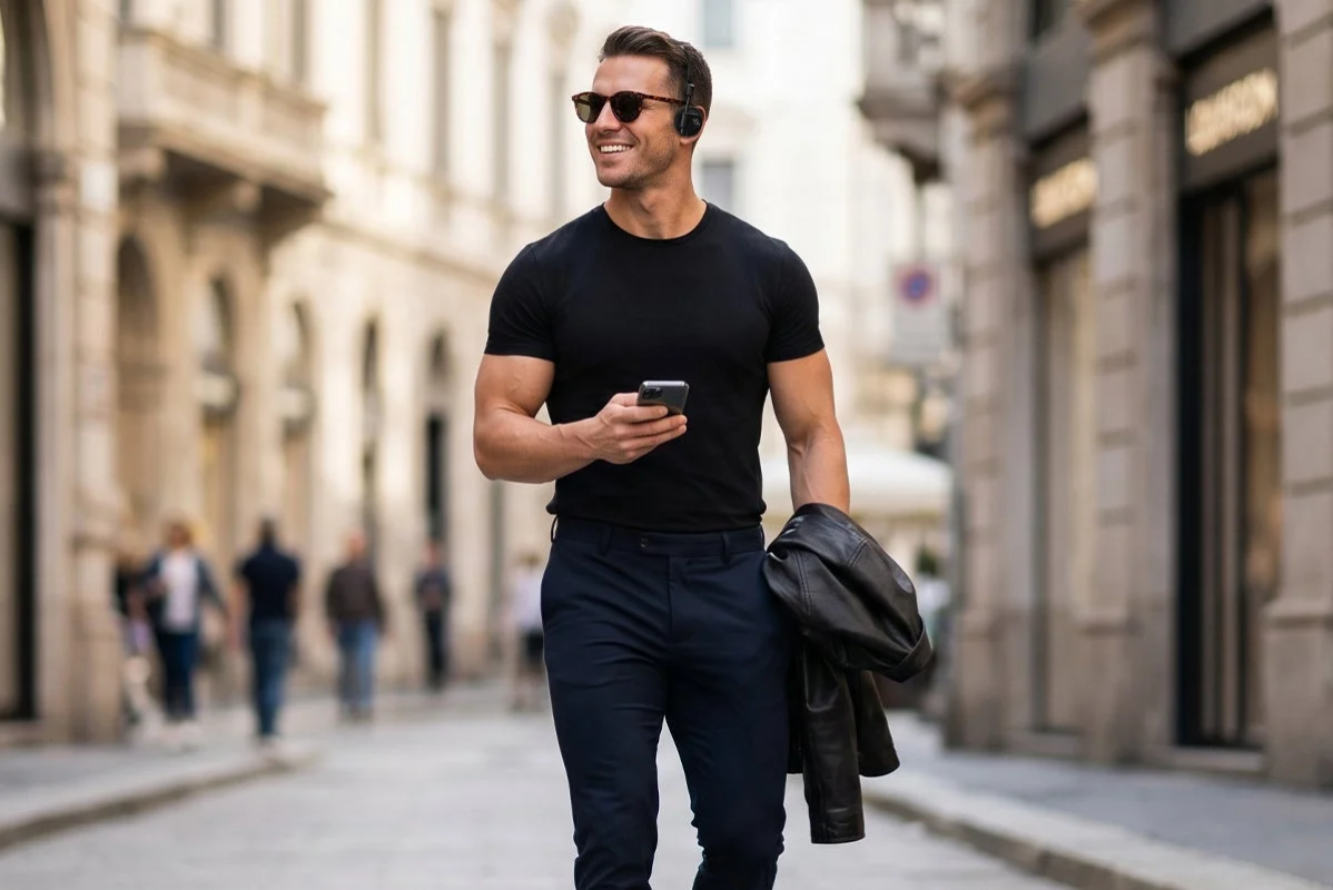Man walking with headphones