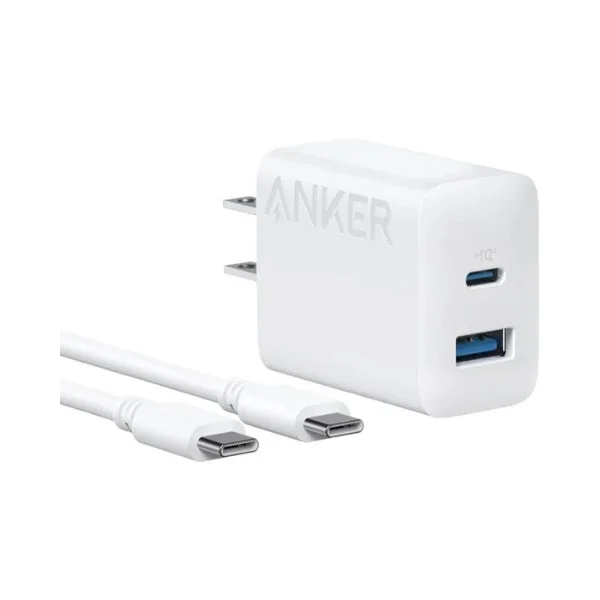 Anker Charger (20W, 2-Port) with USB-C & USB-C Cable