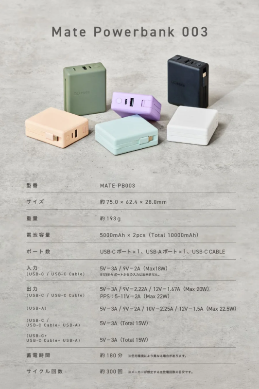 Mate Powerbank 003 detailed specifications