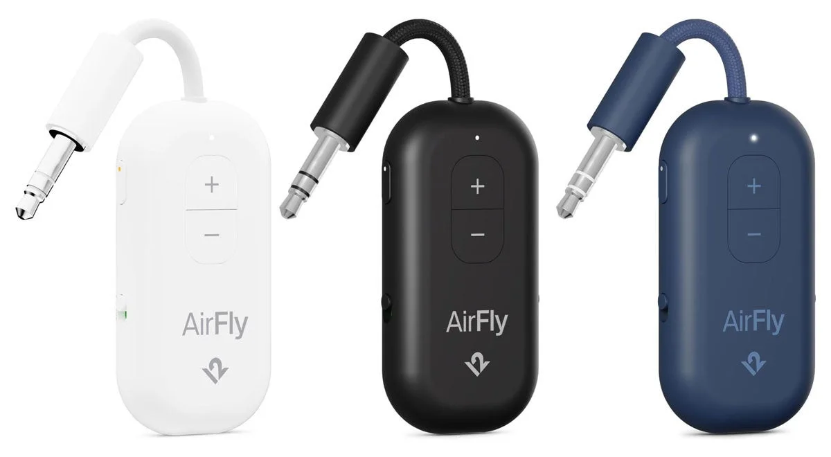 Three Twelve South AirFly Pro 2 devices in different colors