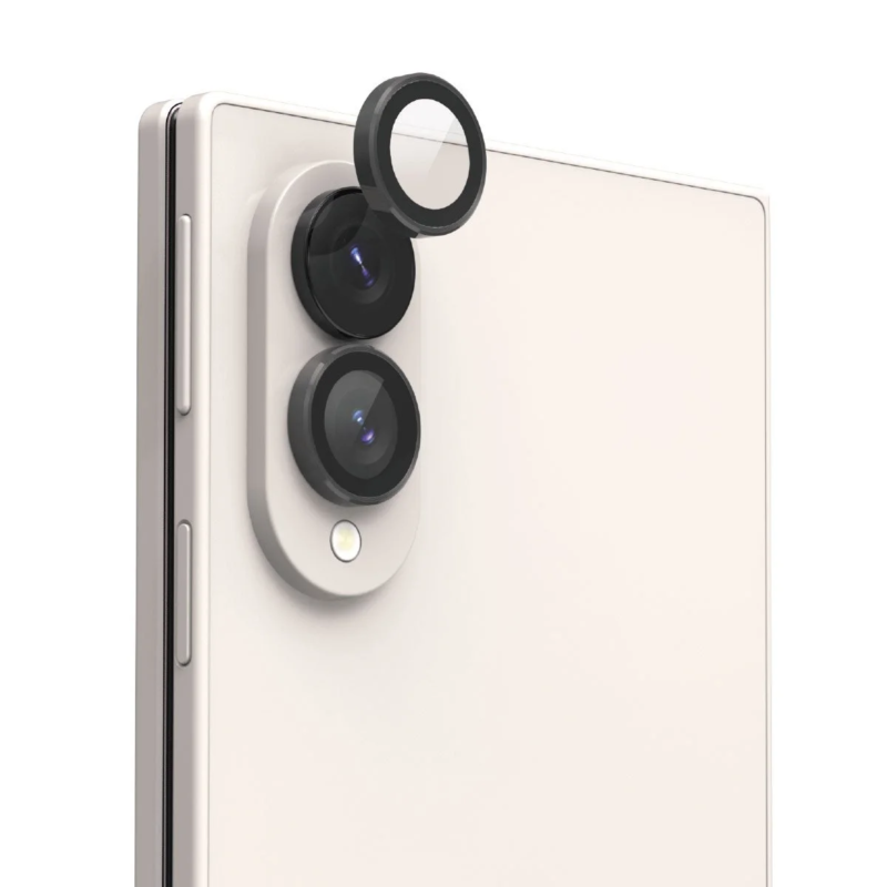 CORE MR Camera Tempered Glass Film on a cream smartphone